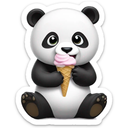 Panda eating ice cream sticker