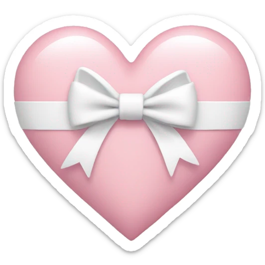 Pastel pink heart with white bow sticker