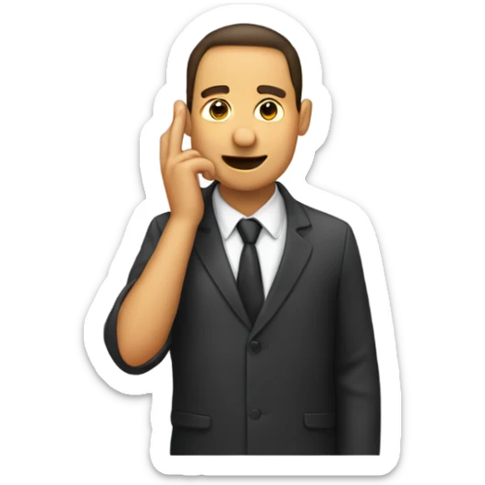 An emoji of a guy with 1 hand an his and and the other holding his ear. He must look like the original keyboard emojis sticker