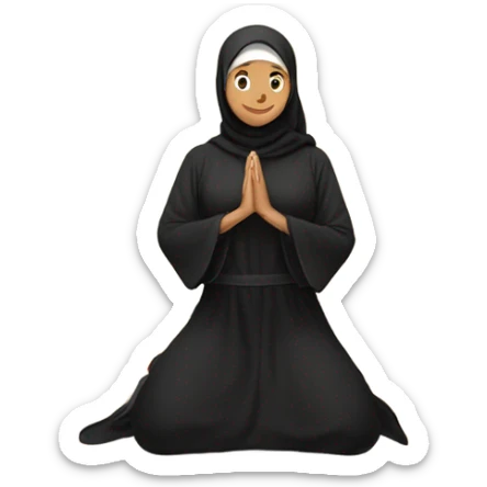 muslim woman praying on a praying carpet with a black abaya on sticker