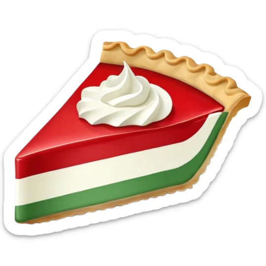 A piece of pie with filling in the colours of the Greenlandic flag sticker