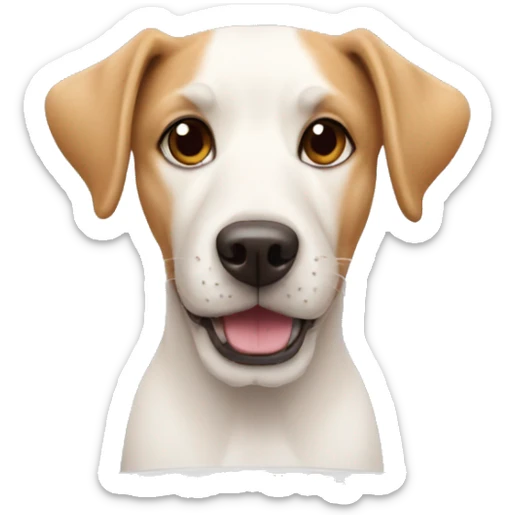 dog with treats in dog bowl in front of him sticker