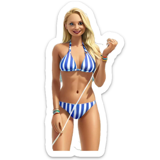 blonde girl in striped bikini sticker
