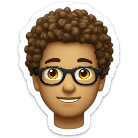 jeune homme avec les cheveux bouclée et des lunettes rondes sticker