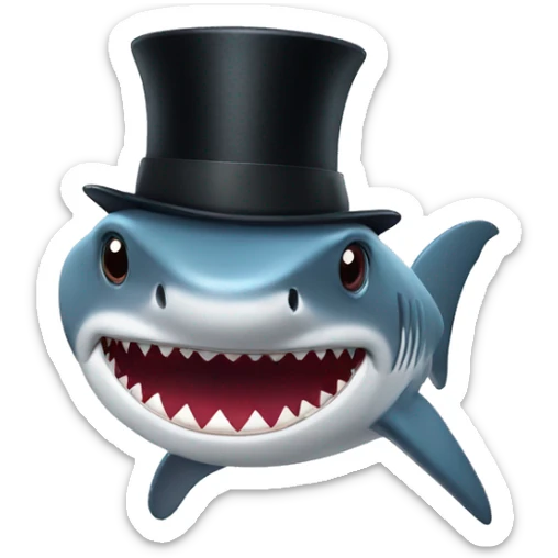 Shark with a top hat sticker