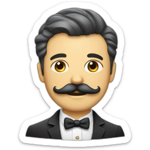 Une personne avec la moustache Charlot et les cheveux plaqués sur le côté  sticker