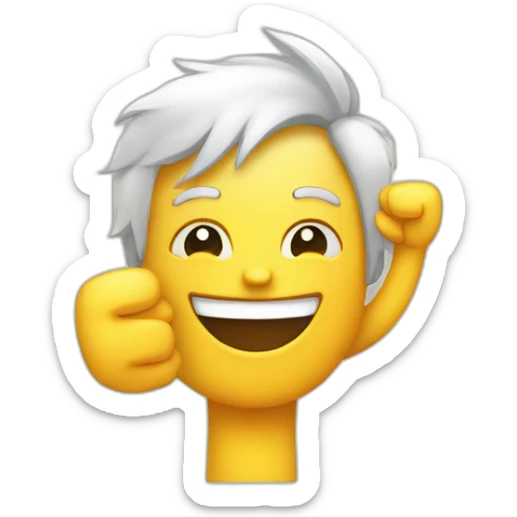 happy person positive energy with thumb of approval and excellence gesture sticker