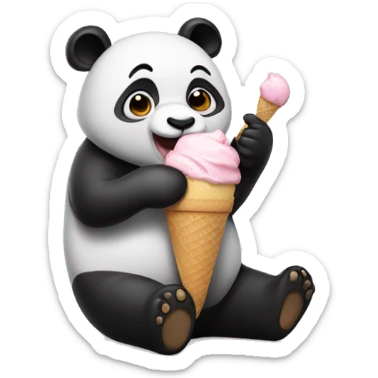 Panda eating ice cream sticker