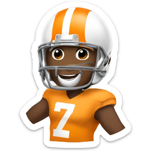 Tennessee volunteer football player with jersey and helmet sticker