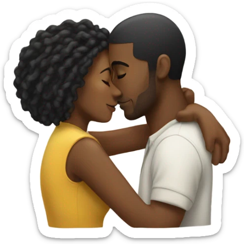 short black man with dreads kissing an african american woman  sticker