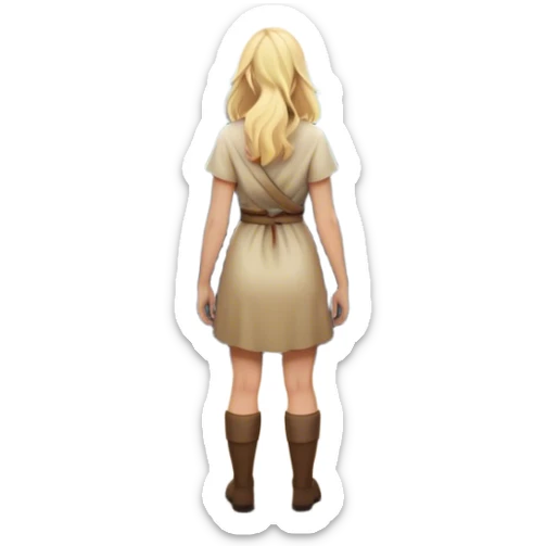 frame - the back of a blonde woman stands at a mountain crossroads, her back turned as she contemplates two trails—one illuminated, symbolizing response, and one shrouded in darkness, representing reaction. with hands on chest sticker