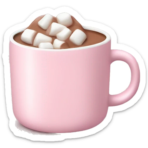 Light Pink mug of hot chocolate with marshmallows  sticker
