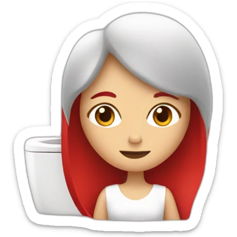 Une femme au cheveux rouge sur des toilettes  sticker