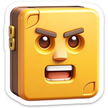 Clash of Clans aesthetic: Cinematic Playful Classic Game Cartridge Portrait Emoji, rendered in a 3D vector-style similar to standard emojis with minimal shading and bold, simplified shapes. A compact, distinct form with signature details, softly glowing with a nostalgic gaming charm. Simplified yet unmistakably iconic, highly detailed and consistent, glowing with a soft radiance and high shine. Stylized with a touch of retro gaming magic and a soft glowing outline, capturing the essence of a beloved gaming relic with a friendly, playful manner! sticker