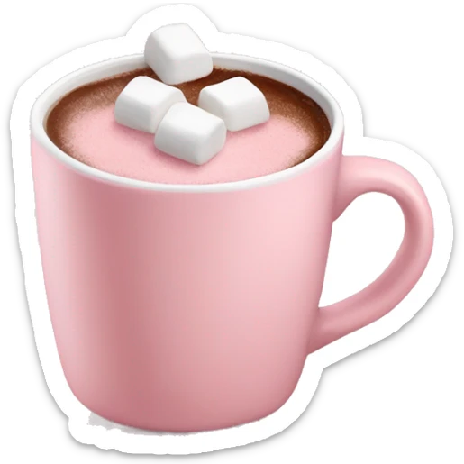 Light Pink mug of hot chocolate with marshmallows  sticker