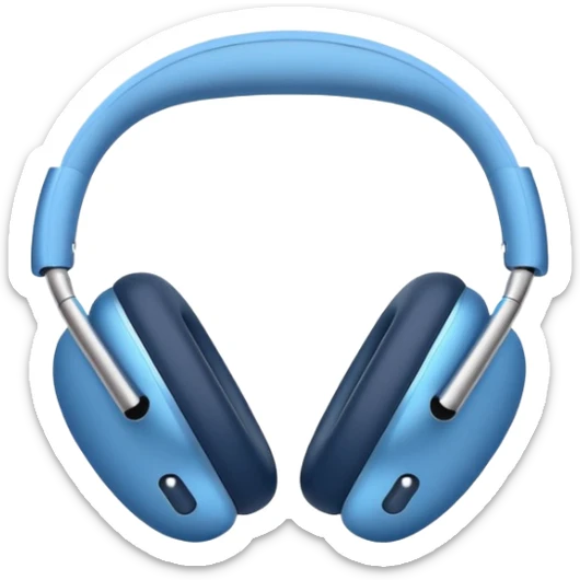 blue AirPods Max headphones with heart accents sticker