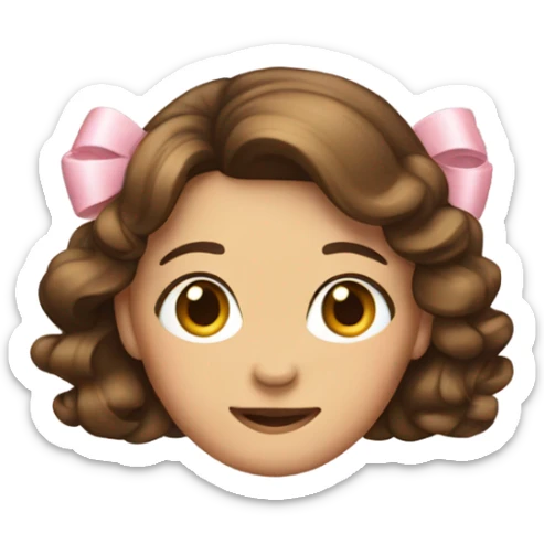 A brunet hair girl who has a bow on top of her head sticker