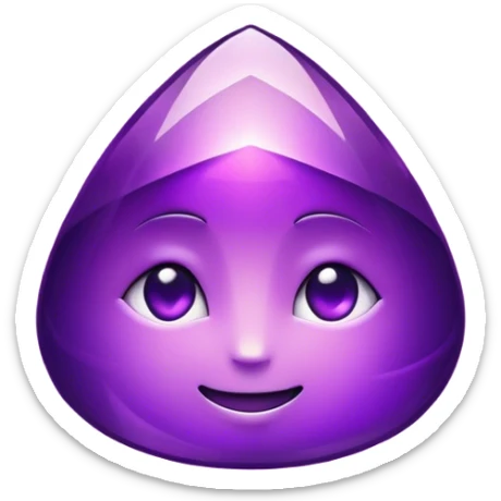 Cinematic Realistic Amethyst Emoji, Rich and soothing, with smooth, polished purple facets catching the light and casting soft, calming reflections. The deep violet hue seems to glow with an ethereal light, radiating peaceful energy and elegance. Soft glowing outline, capturing the essence of tranquility and mystery in a stunning amethyst. sticker