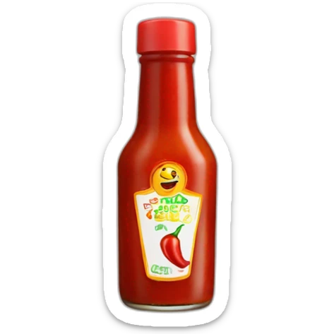 Bottle of hot sauce with only a picture of a red chili on the front no text sticker