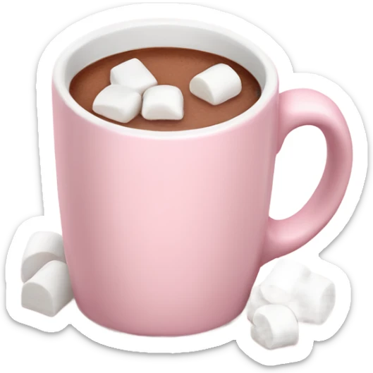 Light Pink mug of hot chocolate with marshmallows  sticker