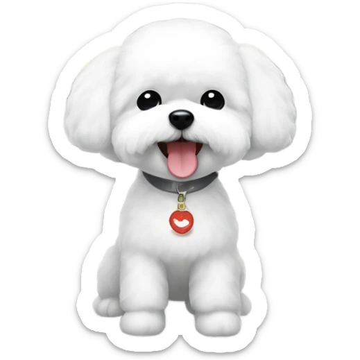 A cute korean style bichon frise with a black hair Asian woman at the airport  sticker