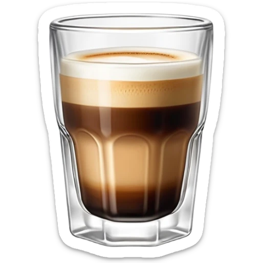 Small 4.5 ounce Gibraltar glass with cortado espresso drink, small glass tumbler with espresso and milk sticker
