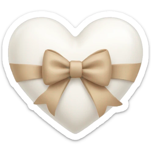 white heart with beige bow sticker