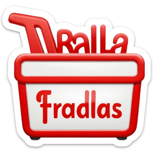 a simple drugstore sign for diapers, with the word "fraldas"simple red and white supermarket sign, with the word "fraldas" sticker