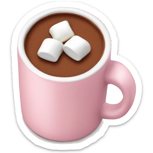 Light Pink mug of hot chocolate with marshmallows  sticker