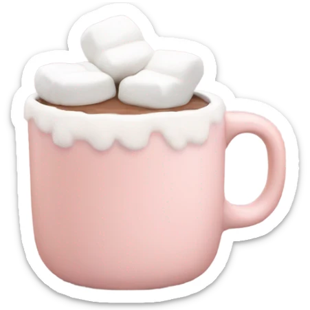 Light Pink mug of hot chocolate with marshmallows  sticker