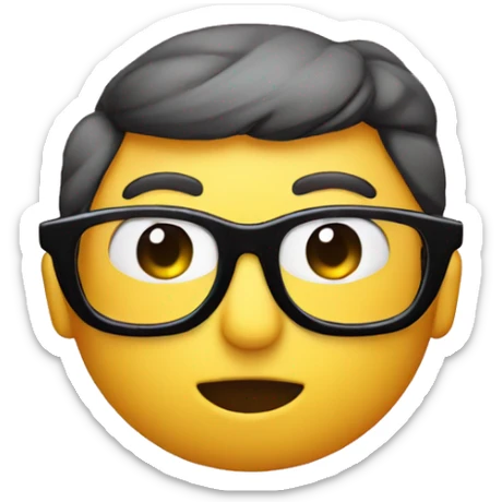 Pink round emoji smiley with black nerd glasses and bow on top of head  sticker