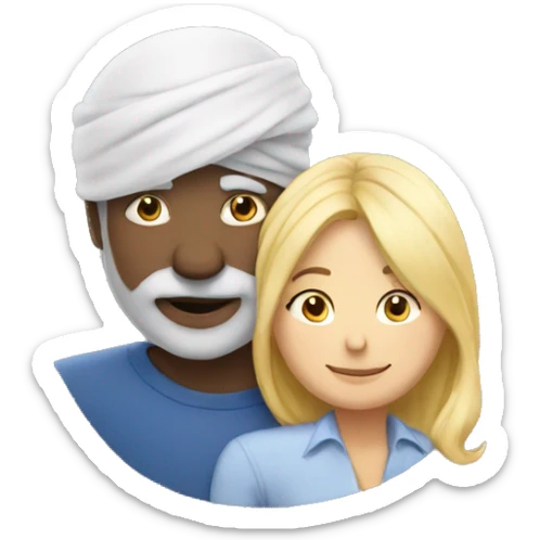 Turban older Man from africa hugs detective hat older blonde European  sticker