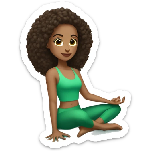 Women light skin and dark hair brown eyes on a green yoga mat doing pilates sticker
