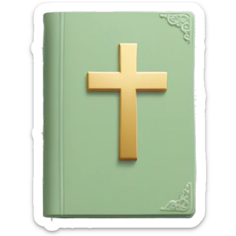 Open Light Sage green holy Bible with baby pink cross on the cover and baby pink coloured gardens coming on the cover  sticker