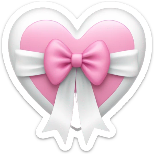 pink heart with white bow sticker