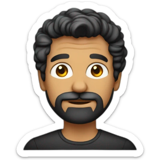 hombre de 45 años cabello muy corto negro con canas barba con canas vestido formal ojos negros anteojos sticker