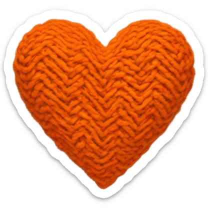 Knitted orange heart sticker