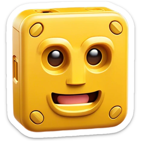 Clash of Clans aesthetic: Cinematic Playful Game Boy Portrait Emoji, rendered in a 3D vector-style similar to standard emojis with minimal shading and bold, simplified shapes. A compact, distinct form with signature details, softly glowing with a nostalgic gaming charm. Simplified yet unmistakably iconic, highly detailed and consistent, glowing with a soft radiance and high shine. Stylized with a touch of retro gaming magic and a soft glowing outline, capturing the essence of a beloved gaming relic with a friendly, playful manner! sticker