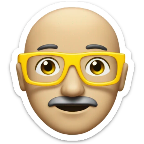 A bald guy with a moustache and yellow safety glasses  in the subway sticker
