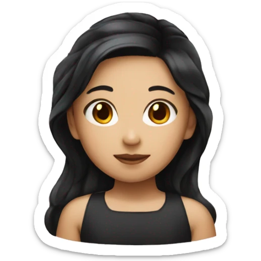 Asian girl with black hair and a strawberry hair pin sticker