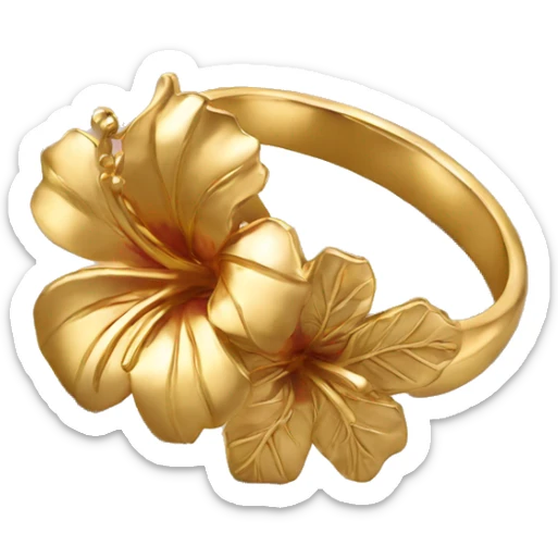 gold hibiscus ring sticker