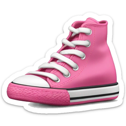 Zapatilla convers rosada, con los cordones sueltos, solo el par derecho, nuevas sticker