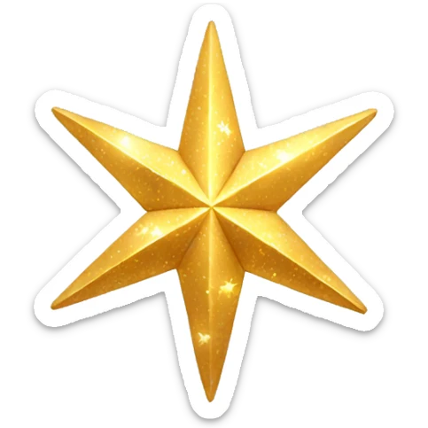 eight pointed golden sparkling fantasy star sticker