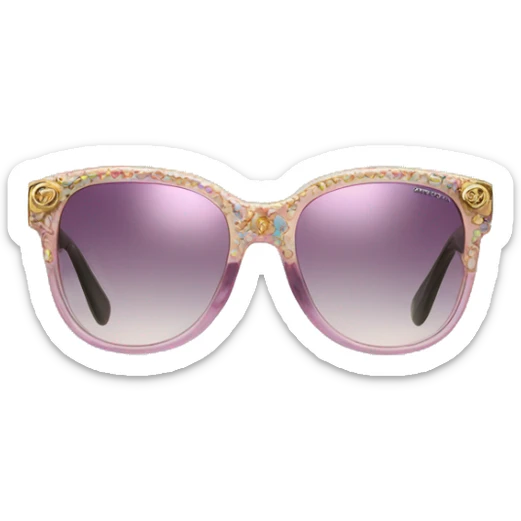 Realistic Dolce and Gabbana sunglasses with colourful pastel ornament and golden detais  sticker