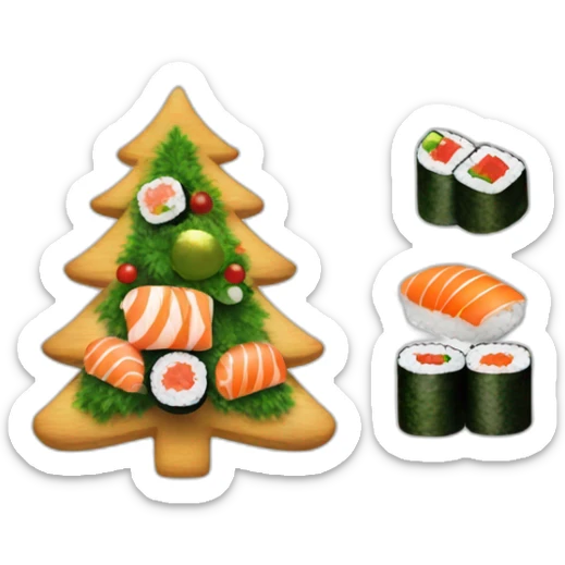 Christmas tree with sushi decorations sticker