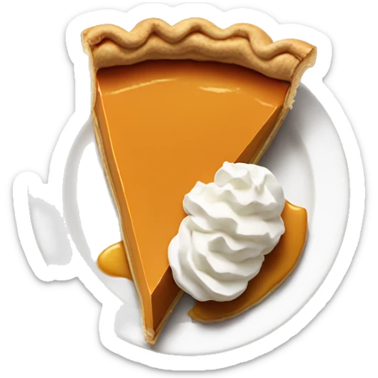 Slice of pumpkin pie with a lot of whipped cream on it sticker