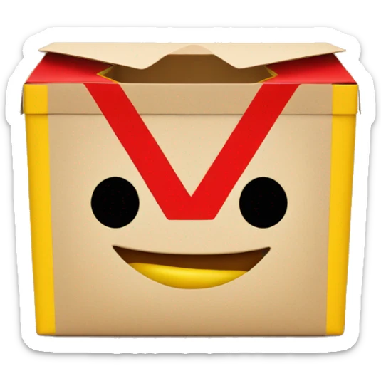 red happy meal box with the letter M in the middle yellow sticker