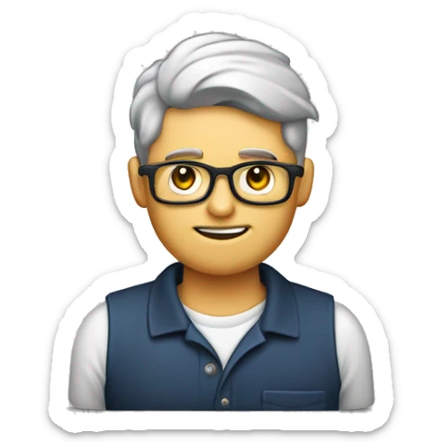 homem de camisa polo com um borrifador em uma mão e um planner na outra mão sticker