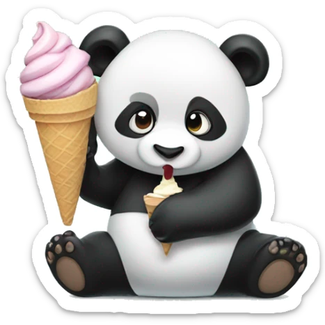 Panda eating ice cream sticker
