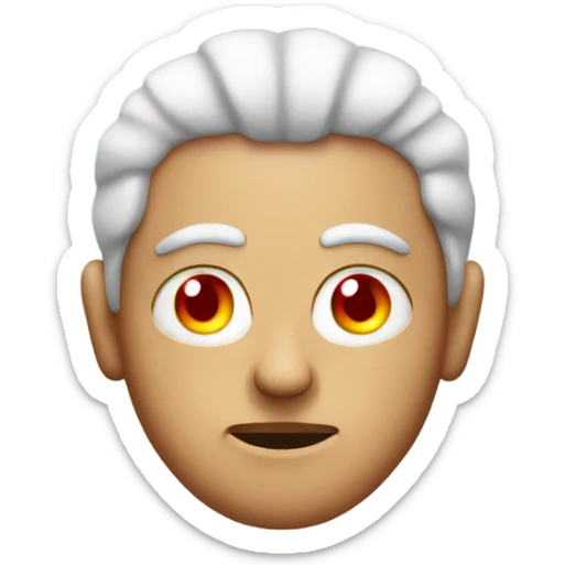 a man face with a eye in the middle of it and one red dread sticking up on his head sticker